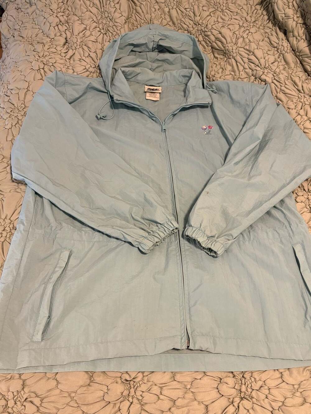 Northern Reflections Vintage Blue/green Light Weight Hooded Windbreaker Jacket w